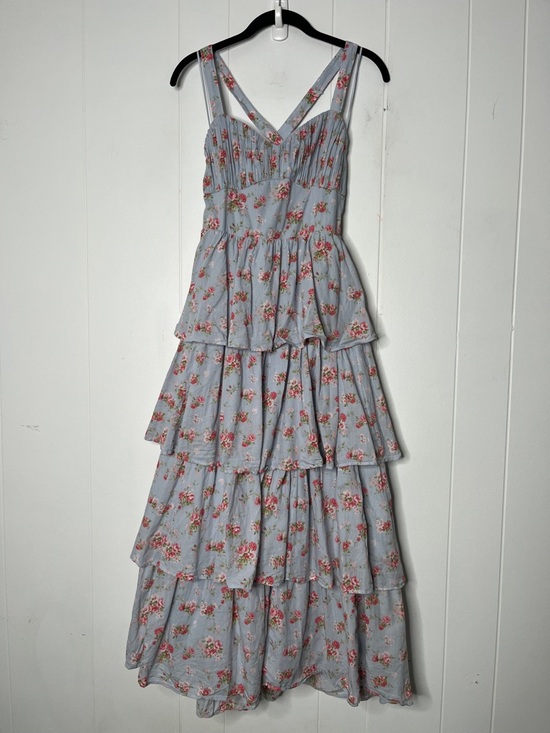 Abercrombie & Fitch Dresses & Skirts - Abercrombie & Fitch Light Blue Floral Tiered Maxi Dress Lace-Up Back